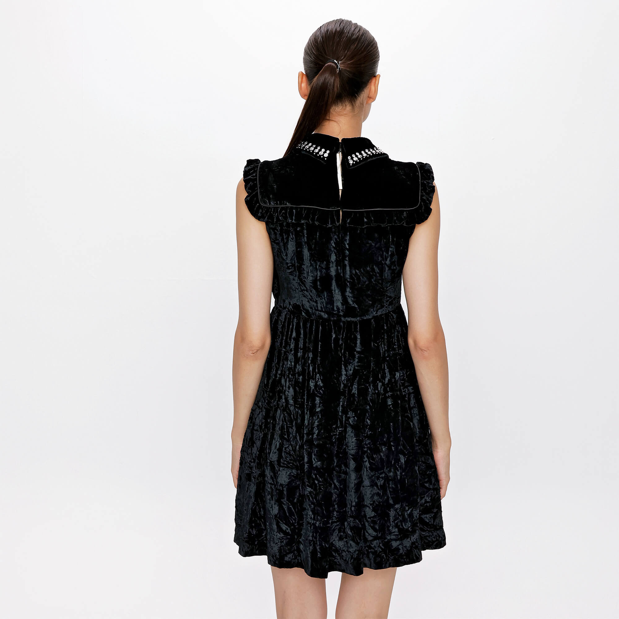 Miu Miu - Black Velvet Crystal Mini Dress